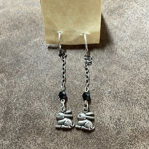 Silver chain bunny earrings